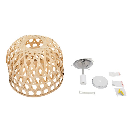 GLOBOSTAR® MANGEA 00715 Boho Κρεμαστό Φωτιστικό Οροφής με Ντουί 1 x E27 AC 220-240V IP20 - Μπεζ - Μ32 x Π32 x Υ30cm