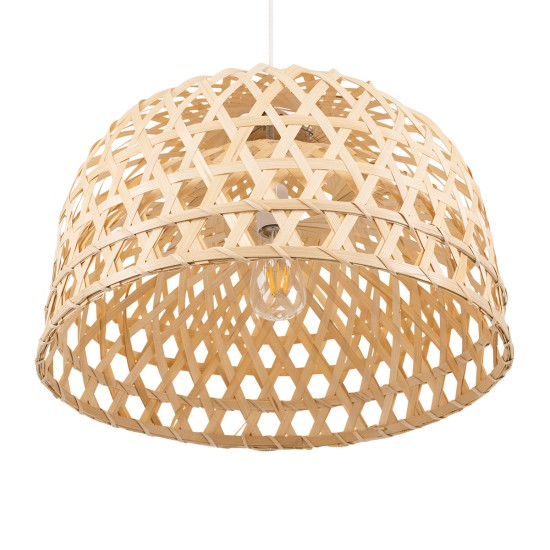 GLOBOSTAR® MANGEA 00716 Boho Κρεμαστό Φωτιστικό Οροφής με Ντουί 1 x E27 AC 220-240V IP20 - Μπεζ - Μ50 x Π50 x Υ35cm