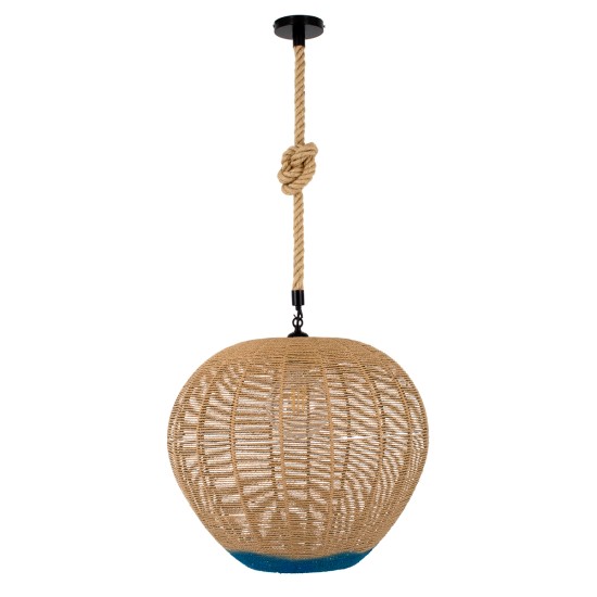 GLOBOSTAR® SIMON 00727 Boho Κρεμαστό Φωτιστικό Οροφής με Ντουί 1 x E27 AC 220-240V IP20 - Μπεζ & Μπλε - Μ50 x Π50 x Y47cm GLOBOSTAR® SIMON 00727 Boho Κρεμαστό Φωτιστικό Οροφής με Ντουί 1 x E27 AC 220-240V IP20 - Μπεζ & Μπλε - Μ50 x Π50 x Y47cm
