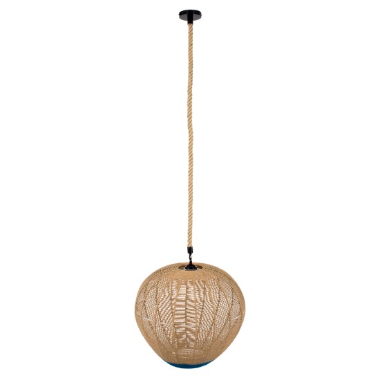GLOBOSTAR® SIMON 00727 Boho Κρεμαστό Φωτιστικό Οροφής με Ντουί 1 x E27 AC 220-240V IP20 - Μπεζ & Μπλε - Μ50 x Π50 x Y47cm GLOBOSTAR® SIMON 00727 Boho Κρεμαστό Φωτιστικό Οροφής με Ντουί 1 x E27 AC 220-240V IP20 - Μπεζ & Μπλε - Μ50 x Π50 x Y47cm