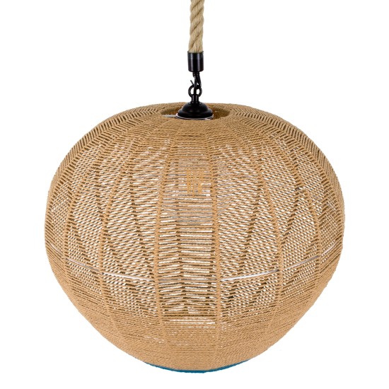 GLOBOSTAR® SIMON 00727 Boho Κρεμαστό Φωτιστικό Οροφής με Ντουί 1 x E27 AC 220-240V IP20 - Μπεζ & Μπλε - Μ50 x Π50 x Y47cm GLOBOSTAR® SIMON 00727 Boho Κρεμαστό Φωτιστικό Οροφής με Ντουί 1 x E27 AC 220-240V IP20 - Μπεζ & Μπλε - Μ50 x Π50 x Y47cm