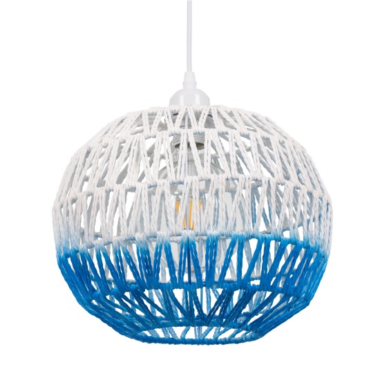 GLOBOSTAR® SANTOR 00728 Boho Κρεμαστό Φωτιστικό Οροφής με Ντουί 1 x E27 AC 220-240V IP20 - Λευκό & Μπλε - Μ30 x Π30 x Υ30cm GLOBOSTAR® SANTOR 00728 Boho Κρεμαστό Φωτιστικό Οροφής με Ντουί 1 x E27 AC 220-240V IP20 - Λευκό & Μπλε - Μ30 x Π30 x Υ30cm