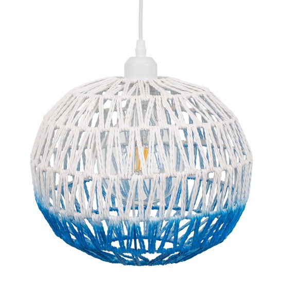 GLOBOSTAR® SANTOR 00728 Boho Κρεμαστό Φωτιστικό Οροφής με Ντουί 1 x E27 AC 220-240V IP20 - Λευκό & Μπλε - Μ30 x Π30 x Υ30cm GLOBOSTAR® SANTOR 00728 Boho Κρεμαστό Φωτιστικό Οροφής με Ντουί 1 x E27 AC 220-240V IP20 - Λευκό & Μπλε - Μ30 x Π30 x Υ30cm