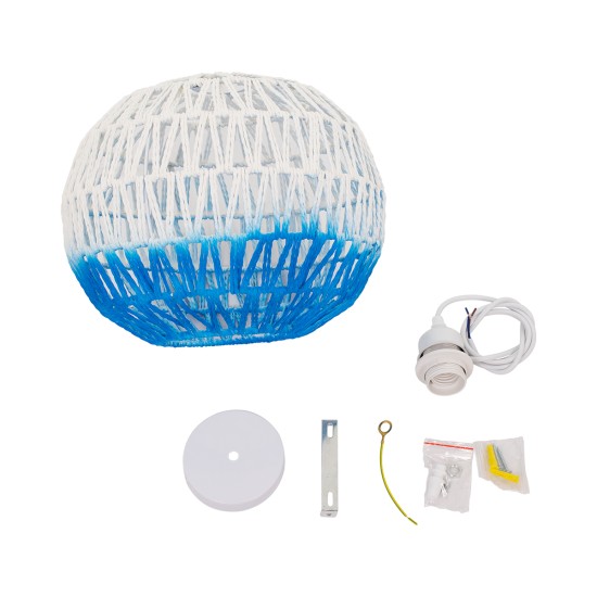 GLOBOSTAR® SANTOR 00728 Boho Κρεμαστό Φωτιστικό Οροφής με Ντουί 1 x E27 AC 220-240V IP20 - Λευκό & Μπλε - Μ30 x Π30 x Υ30cm GLOBOSTAR® SANTOR 00728 Boho Κρεμαστό Φωτιστικό Οροφής με Ντουί 1 x E27 AC 220-240V IP20 - Λευκό & Μπλε - Μ30 x Π30 x Υ30cm