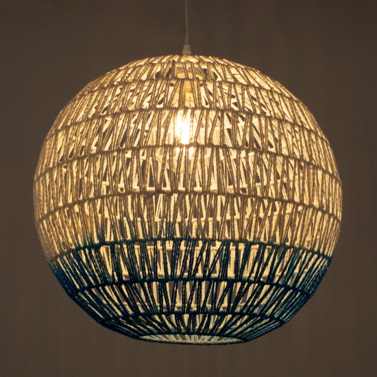 GLOBOSTAR® SANTOR 00729 Boho Κρεμαστό Φωτιστικό Οροφής με Ντουί 1 x E27 AC 220-240V IP20 - Λευκό & Μπλε - Μ50 x Π50 x Y50cm GLOBOSTAR® SANTOR 00729 Boho Κρεμαστό Φωτιστικό Οροφής με Ντουί 1 x E27 AC 220-240V IP20 - Λευκό & Μπλε - Μ50 x Π50 x Y50cm