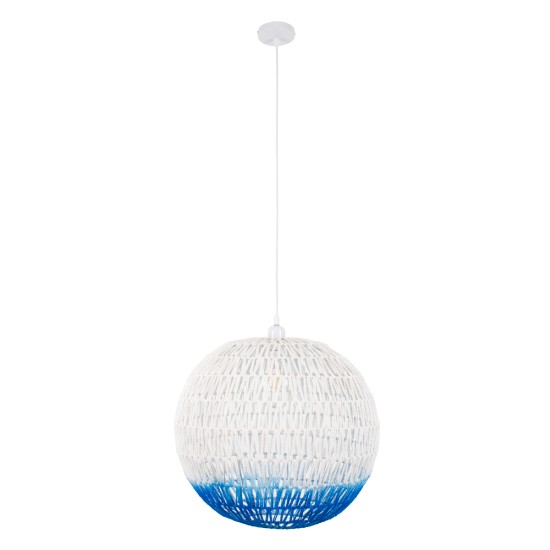GLOBOSTAR® SANTOR 00729 Boho Κρεμαστό Φωτιστικό Οροφής με Ντουί 1 x E27 AC 220-240V IP20 - Λευκό & Μπλε - Μ50 x Π50 x Y50cm GLOBOSTAR® SANTOR 00729 Boho Κρεμαστό Φωτιστικό Οροφής με Ντουί 1 x E27 AC 220-240V IP20 - Λευκό & Μπλε - Μ50 x Π50 x Y50cm