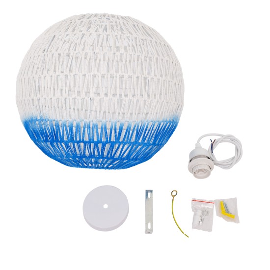 GLOBOSTAR® SANTOR 00729 Boho Κρεμαστό Φωτιστικό Οροφής με Ντουί 1 x E27 AC 220-240V IP20 - Λευκό & Μπλε - Μ50 x Π50 x Y50cm GLOBOSTAR® SANTOR 00729 Boho Κρεμαστό Φωτιστικό Οροφής με Ντουί 1 x E27 AC 220-240V IP20 - Λευκό & Μπλε - Μ50 x Π50 x Y50cm