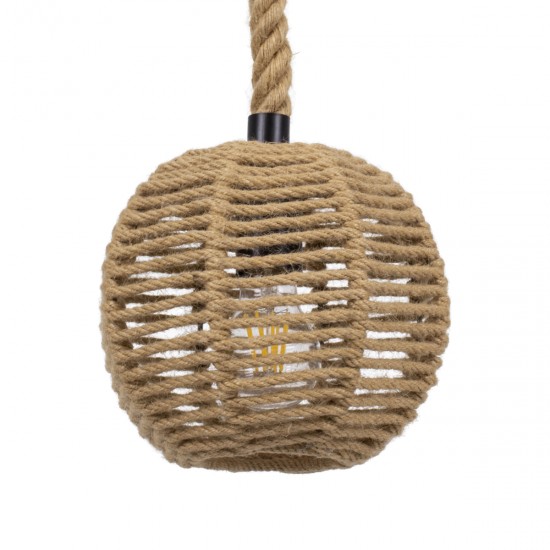 GLOBOSTAR® MANDALA 00730 Boho Κρεμαστό Φωτιστικό Οροφής με Ντουί 1 x E27 AC 220-240V IP20 - Μπεζ - Μ20 x Π20 x Υ20cm
