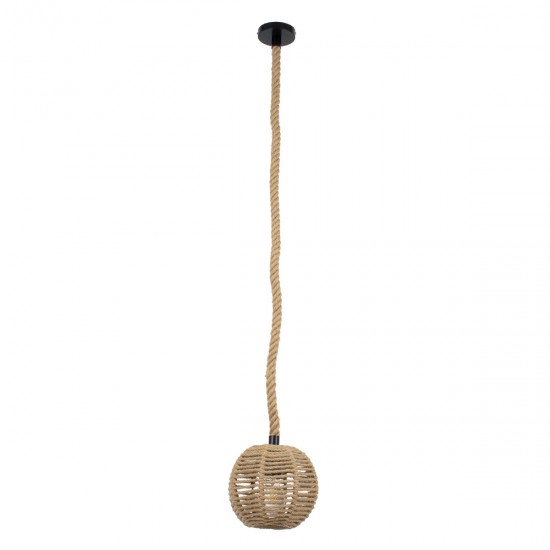 GLOBOSTAR® MANDALA 00730 Boho Κρεμαστό Φωτιστικό Οροφής με Ντουί 1 x E27 AC 220-240V IP20 - Μπεζ - Μ20 x Π20 x Υ20cm