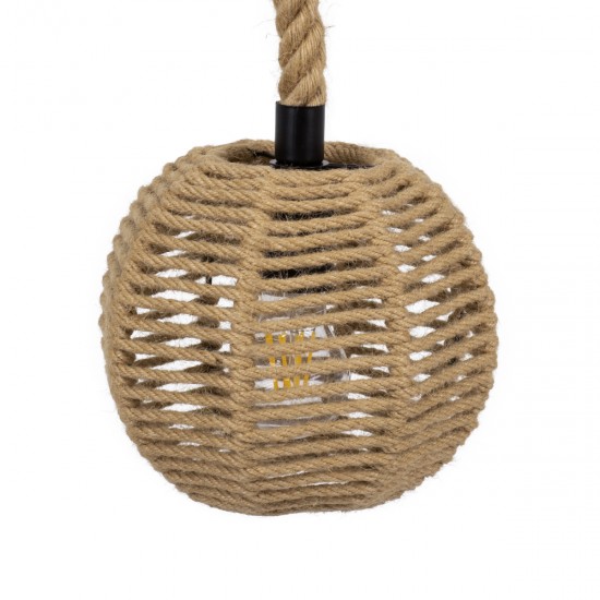GLOBOSTAR® MANDALA 00730 Boho Κρεμαστό Φωτιστικό Οροφής με Ντουί 1 x E27 AC 220-240V IP20 - Μπεζ - Μ20 x Π20 x Υ20cm