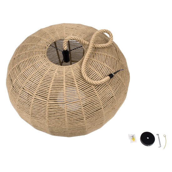 GLOBOSTAR® MANDALA 00732 Boho Κρεμαστό Φωτιστικό Οροφής με Ντουί 1 x E27 AC 220-240V IP20 - Μπεζ - Μ80 x Π80 x Υ60cm