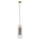 GLOBOSTAR® AVERY 00741 Μοντέρνο Κρεμαστό Φωτιστικό Οροφής με Ντουί 1 x E27 AC 220-240V IP20 - Διάφανο & Χρυσό - Μ15 x Π15 x Υ60cm
