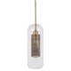GLOBOSTAR® AVERY 00741 Μοντέρνο Κρεμαστό Φωτιστικό Οροφής με Ντουί 1 x E27 AC 220-240V IP20 - Διάφανο & Χρυσό - Μ15 x Π15 x Υ60cm
