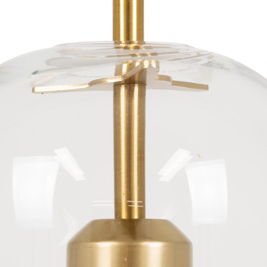 GLOBOSTAR® AVERY 00741 Μοντέρνο Κρεμαστό Φωτιστικό Οροφής με Ντουί 1 x E27 AC 220-240V IP20 - Διάφανο & Χρυσό - Μ15 x Π15 x Υ60cm