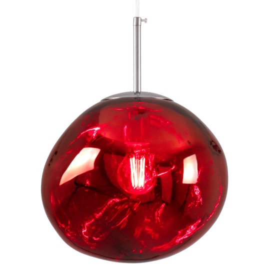 GLOBOSTAR® DIXAR 00762 Μοντέρνο Κρεμαστό Φωτιστικό Οροφής με Ντουί 1 x E27 AC 220-240V IP20 - Κόκκινο - Μ28 x Π28 x Υ40cm