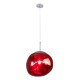GLOBOSTAR® DIXAR 00763 Μοντέρνο Κρεμαστό Φωτιστικό Οροφής με Ντουί 1 x E27 AC 220-240V IP20 - Κόκκινο & Ασημί - Μ36 x Π36 x Υ45cm