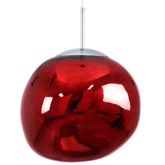 GLOBOSTAR® DIXAR 00763 Μοντέρνο Κρεμαστό Φωτιστικό Οροφής με Ντουί 1 x E27 AC 220-240V IP20 - Κόκκινο & Ασημί - Μ36 x Π36 x Υ45cm
