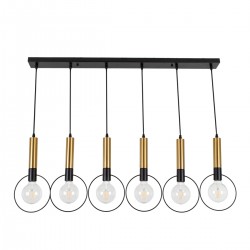 GLOBOSTAR® OLVERO 00776 Μοντέρνο Κρεμαστό Φωτιστικό Οροφής με Ντουί 6 x E27 AC 220-240V IP20 - Μαύρο & Χρυσό - Μ110 x Π18 x Y130cm