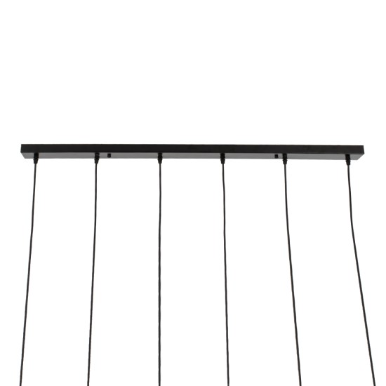 GLOBOSTAR® OLVERO 00776 Μοντέρνο Κρεμαστό Φωτιστικό Οροφής με Ντουί 6 x E27 AC 220-240V IP20 - Μαύρο & Χρυσό - Μ110 x Π18 x Y130cm