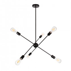 GLOBOSTAR® ZANE 00784 Μοντέρνο Φωτιστικό Οροφής με Ντουί 6 x E27 AC 220-240V IP20 - Μαύρο - Μ70 x Π70 x Υ100cm