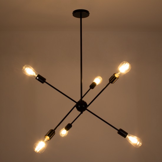 GLOBOSTAR® ZANE 00784 Μοντέρνο Φωτιστικό Οροφής με Ντουί 6 x E27 AC 220-240V IP20 - Μαύρο - Μ70 x Π70 x Υ100cm GLOBOSTAR® ZANE 00784 Μοντέρνο Φωτιστικό Οροφής με Ντουί 6 x E27 AC 220-240V IP20 - Μαύρο - Μ70 x Π70 x Υ100cm