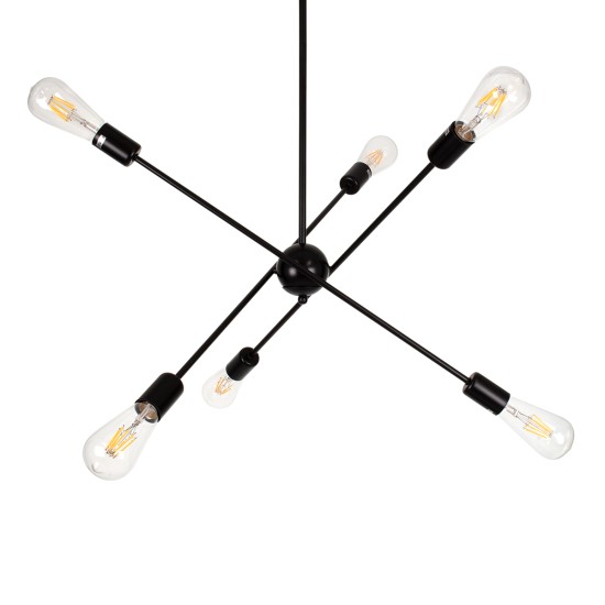 GLOBOSTAR® ZANE 00784 Μοντέρνο Φωτιστικό Οροφής με Ντουί 6 x E27 AC 220-240V IP20 - Μαύρο - Μ70 x Π70 x Υ100cm GLOBOSTAR® ZANE 00784 Μοντέρνο Φωτιστικό Οροφής με Ντουί 6 x E27 AC 220-240V IP20 - Μαύρο - Μ70 x Π70 x Υ100cm