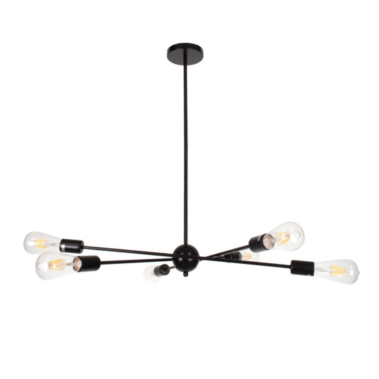 GLOBOSTAR® ZANE 00784 Μοντέρνο Φωτιστικό Οροφής με Ντουί 6 x E27 AC 220-240V IP20 - Μαύρο - Μ70 x Π70 x Υ100cm GLOBOSTAR® ZANE 00784 Μοντέρνο Φωτιστικό Οροφής με Ντουί 6 x E27 AC 220-240V IP20 - Μαύρο - Μ70 x Π70 x Υ100cm