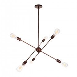 GLOBOSTAR® ZANE 00785 Μοντέρνο Φωτιστικό Οροφής με Ντουί 6 x E27 AC 220-240V IP20 - Χάλκινο - Μ70 x Π70 x Υ100cm