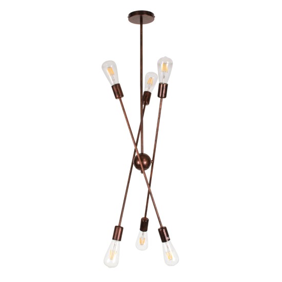 GLOBOSTAR® ZANE 00785 Μοντέρνο Φωτιστικό Οροφής με Ντουί 6 x E27 AC 220-240V IP20 - Χάλκινο - Μ70 x Π70 x Υ100cm GLOBOSTAR® ZANE 00785 Μοντέρνο Φωτιστικό Οροφής με Ντουί 6 x E27 AC 220-240V IP20 - Χάλκινο - Μ70 x Π70 x Υ100cm