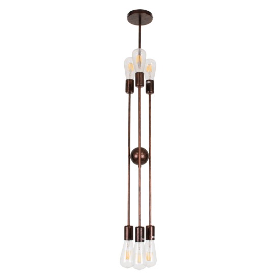 GLOBOSTAR® ZANE 00785 Μοντέρνο Φωτιστικό Οροφής με Ντουί 6 x E27 AC 220-240V IP20 - Χάλκινο - Μ70 x Π70 x Υ100cm GLOBOSTAR® ZANE 00785 Μοντέρνο Φωτιστικό Οροφής με Ντουί 6 x E27 AC 220-240V IP20 - Χάλκινο - Μ70 x Π70 x Υ100cm