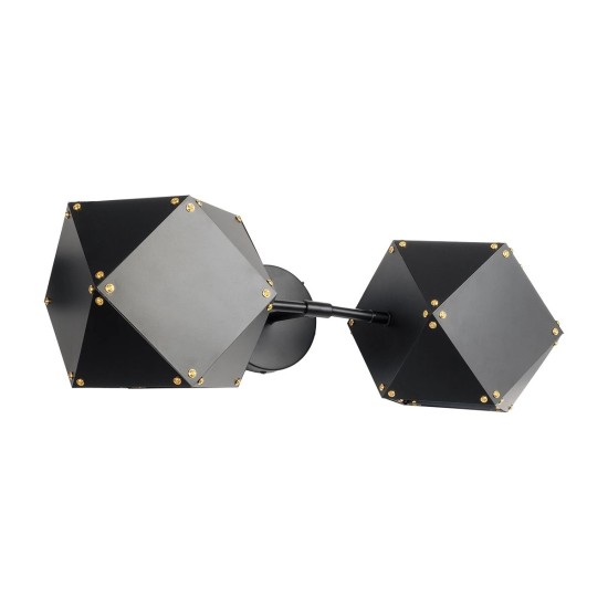 GLOBOSTAR® WELLES 00795 Μοντέρνο Φωτιστικό Τοίχου - Απλίκα με Ντουί 2 x E14 AC 220-240V IP20 - Μαύρο - Μ52 x Π21 x Υ17cm GLOBOSTAR® WELLES 00795 Μοντέρνο Φωτιστικό Τοίχου - Απλίκα με Ντουί 2 x E14 AC 220-240V IP20 - Μαύρο - Μ52 x Π21 x Υ17cm
