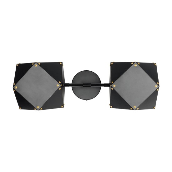 GLOBOSTAR® WELLES 00795 Μοντέρνο Φωτιστικό Τοίχου - Απλίκα με Ντουί 2 x E14 AC 220-240V IP20 - Μαύρο - Μ52 x Π21 x Υ17cm GLOBOSTAR® WELLES 00795 Μοντέρνο Φωτιστικό Τοίχου - Απλίκα με Ντουί 2 x E14 AC 220-240V IP20 - Μαύρο - Μ52 x Π21 x Υ17cm