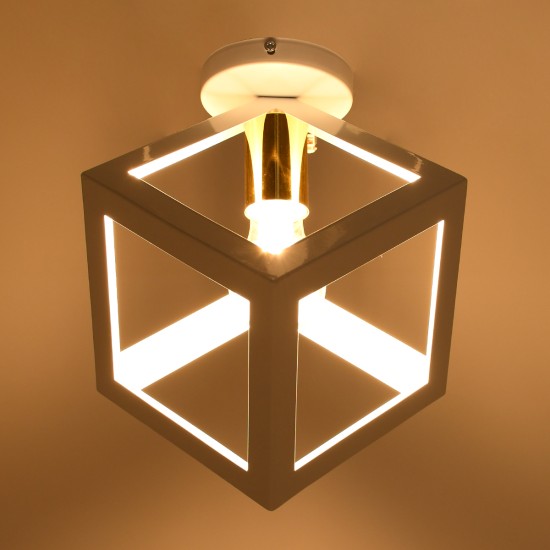 GLOBOSTAR® CUBE 00800 Μοντέρνο Φωτιστικό Οροφής με Ντουί 1 x E27 AC 220-240V IP20 - Λευκό & Χρυσό - Μ25 x Π25 x Υ25cm