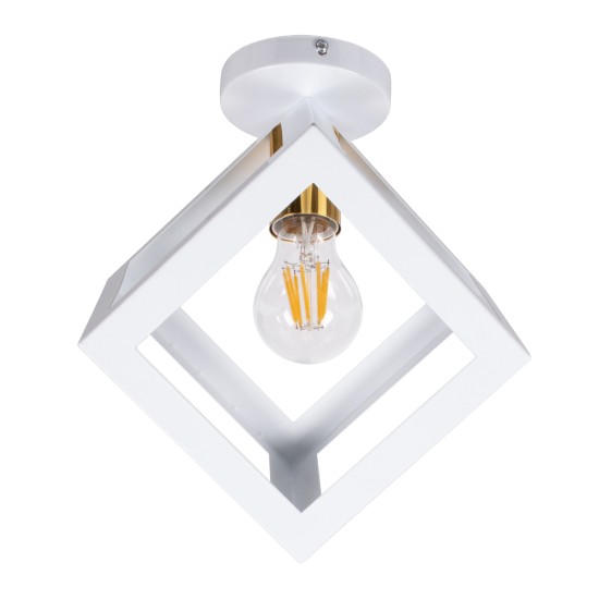 GLOBOSTAR® CUBE 00800 Μοντέρνο Φωτιστικό Οροφής με Ντουί 1 x E27 AC 220-240V IP20 - Λευκό & Χρυσό - Μ25 x Π25 x Υ25cm