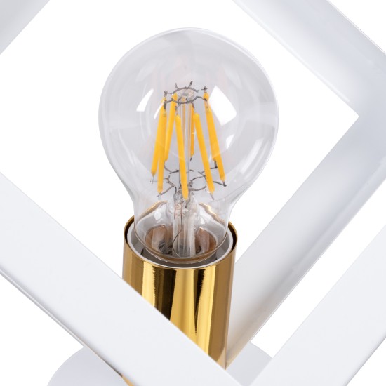 GLOBOSTAR® CUBE 00800 Μοντέρνο Φωτιστικό Οροφής με Ντουί 1 x E27 AC 220-240V IP20 - Λευκό & Χρυσό - Μ25 x Π25 x Υ25cm