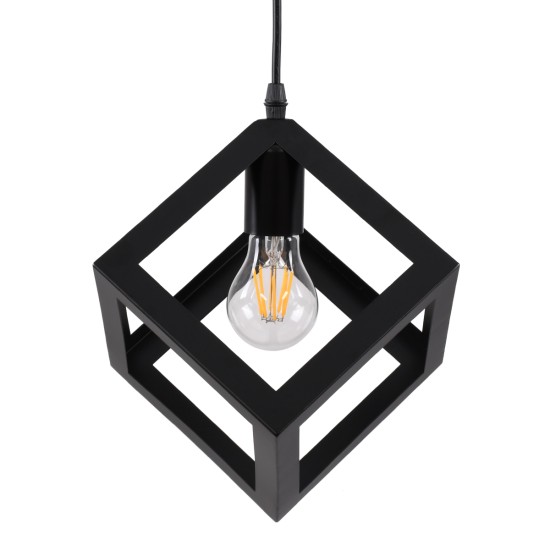 GLOBOSTAR® CUBE 00801 Μοντέρνο Κρεμαστό Φωτιστικό Οροφής με Ντουί 1 x E27 AC 220-240V IP20 - Μαύρο - Μ25 x Π25 x Υ25cm GLOBOSTAR® CUBE 00801 Μοντέρνο Κρεμαστό Φωτιστικό Οροφής με Ντουί 1 x E27 AC 220-240V IP20 - Μαύρο - Μ25 x Π25 x Υ25cm