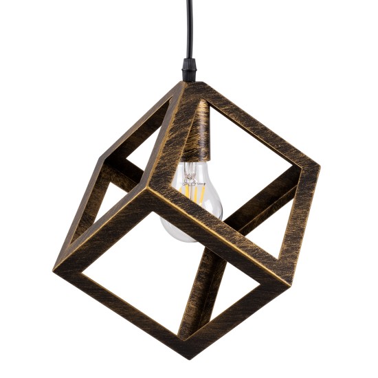 GLOBOSTAR® CUBE 00803 Μοντέρνο Κρεμαστό Φωτιστικό Οροφής με Ντουί 1 x E27 AC 220-240V IP20 - Χάλκινο Εφέ Σκουριάς - Μ25 x Π25 x Υ25cm GLOBOSTAR® CUBE 00803 Μοντέρνο Κρεμαστό Φωτιστικό Οροφής με Ντουί 1 x E27 AC 220-240V IP20 - Χάλκινο Εφέ Σκουριάς - Μ25 x Π25 x Υ25cm