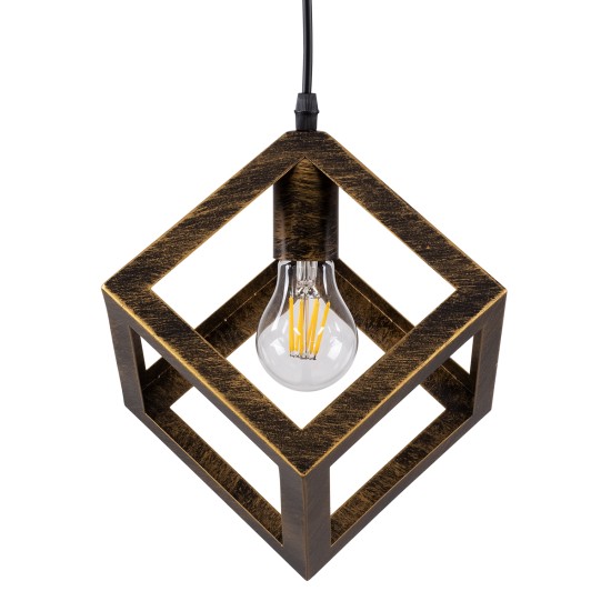 GLOBOSTAR® CUBE 00803 Μοντέρνο Κρεμαστό Φωτιστικό Οροφής με Ντουί 1 x E27 AC 220-240V IP20 - Χάλκινο Εφέ Σκουριάς - Μ25 x Π25 x Υ25cm GLOBOSTAR® CUBE 00803 Μοντέρνο Κρεμαστό Φωτιστικό Οροφής με Ντουί 1 x E27 AC 220-240V IP20 - Χάλκινο Εφέ Σκουριάς - Μ25 x Π25 x Υ25cm