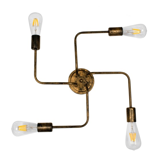 GLOBOSTAR® LIBERTA 00839 Μοντέρνο Φωτιστικό Οροφής με Ντουί 4 x E27 AC 220-240V IP20 - Χάλκινο - Μ44.5 x Π44.5 x Υ12cm GLOBOSTAR® LIBERTA 00839 Μοντέρνο Φωτιστικό Οροφής με Ντουί 4 x E27 AC 220-240V IP20 - Χάλκινο - Μ44.5 x Π44.5 x Υ12cm
