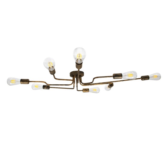 GLOBOSTAR® LIBERTA 00841 Μοντέρνο Φωτιστικό Οροφής με Ντουί 8 x E27 AC 220-240V IP20 - Μπρούτζινο - Μ102 x Π72 x Υ10.5cm