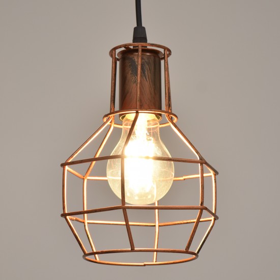 GLOBOSTAR® CAGE 00866 Vintage Κρεμαστό Φωτιστικό Οροφής με Ντουί 1 x E27 AC 220-240V IP20 - Χάλκινο - Μ15 x Π15 x Υ22cm