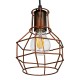 GLOBOSTAR® CAGE 00866 Vintage Κρεμαστό Φωτιστικό Οροφής με Ντουί 1 x E27 AC 220-240V IP20 - Χάλκινο - Μ15 x Π15 x Υ22cm