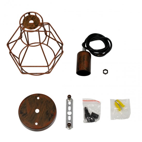 GLOBOSTAR® CAGE 00866 Vintage Κρεμαστό Φωτιστικό Οροφής με Ντουί 1 x E27 AC 220-240V IP20 - Χάλκινο - Μ15 x Π15 x Υ22cm