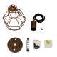 GLOBOSTAR® CAGE 00866 Vintage Κρεμαστό Φωτιστικό Οροφής με Ντουί 1 x E27 AC 220-240V IP20 - Χάλκινο - Μ15 x Π15 x Υ22cm