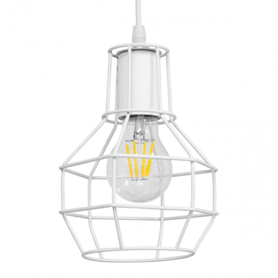 GLOBOSTAR® CAGE 00867 Vintage Κρεμαστό Φωτιστικό Οροφής με Ντουί 1 x E27 AC 220-240V IP20 - Λευκό - Μ15 x Π15 x Υ22cm GLOBOSTAR® CAGE 00867 Vintage Κρεμαστό Φωτιστικό Οροφής με Ντουί 1 x E27 AC 220-240V IP20 - Λευκό - Μ15 x Π15 x Υ22cm