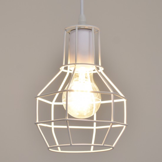 GLOBOSTAR® CAGE 00867 Vintage Κρεμαστό Φωτιστικό Οροφής με Ντουί 1 x E27 AC 220-240V IP20 - Λευκό - Μ15 x Π15 x Υ22cm GLOBOSTAR® CAGE 00867 Vintage Κρεμαστό Φωτιστικό Οροφής με Ντουί 1 x E27 AC 220-240V IP20 - Λευκό - Μ15 x Π15 x Υ22cm