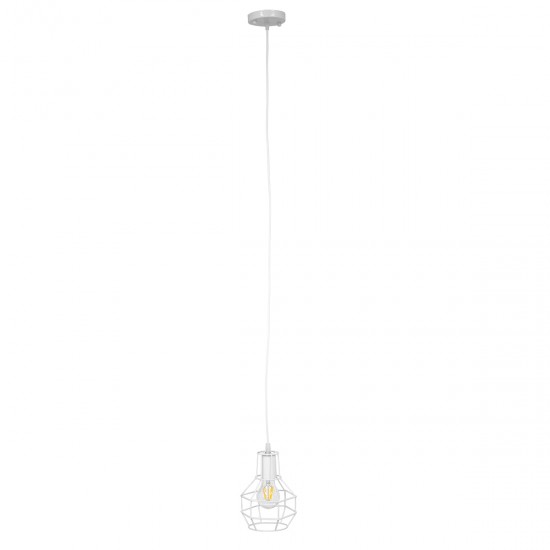 GLOBOSTAR® CAGE 00867 Vintage Κρεμαστό Φωτιστικό Οροφής με Ντουί 1 x E27 AC 220-240V IP20 - Λευκό - Μ15 x Π15 x Υ22cm GLOBOSTAR® CAGE 00867 Vintage Κρεμαστό Φωτιστικό Οροφής με Ντουί 1 x E27 AC 220-240V IP20 - Λευκό - Μ15 x Π15 x Υ22cm