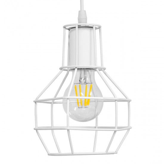 GLOBOSTAR® CAGE 00867 Vintage Κρεμαστό Φωτιστικό Οροφής με Ντουί 1 x E27 AC 220-240V IP20 - Λευκό - Μ15 x Π15 x Υ22cm GLOBOSTAR® CAGE 00867 Vintage Κρεμαστό Φωτιστικό Οροφής με Ντουί 1 x E27 AC 220-240V IP20 - Λευκό - Μ15 x Π15 x Υ22cm