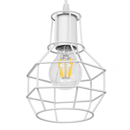 GLOBOSTAR® CAGE 00867 Vintage Κρεμαστό Φωτιστικό Οροφής με Ντουί 1 x E27 AC 220-240V IP20 - Λευκό - Μ15 x Π15 x Υ22cm GLOBOSTAR® CAGE 00867 Vintage Κρεμαστό Φωτιστικό Οροφής με Ντουί 1 x E27 AC 220-240V IP20 - Λευκό - Μ15 x Π15 x Υ22cm