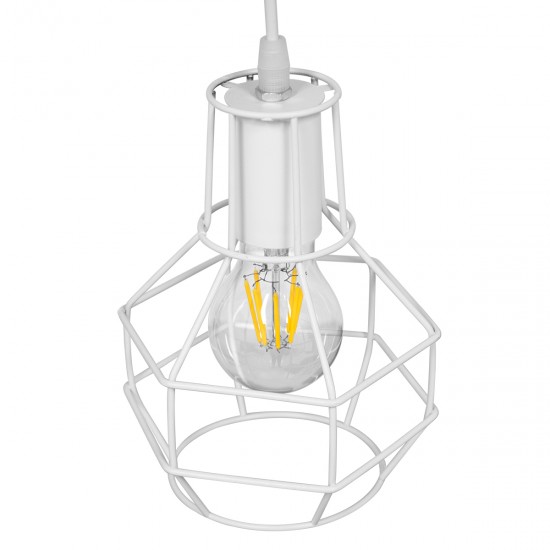 GLOBOSTAR® CAGE 00867 Vintage Κρεμαστό Φωτιστικό Οροφής με Ντουί 1 x E27 AC 220-240V IP20 - Λευκό - Μ15 x Π15 x Υ22cm GLOBOSTAR® CAGE 00867 Vintage Κρεμαστό Φωτιστικό Οροφής με Ντουί 1 x E27 AC 220-240V IP20 - Λευκό - Μ15 x Π15 x Υ22cm